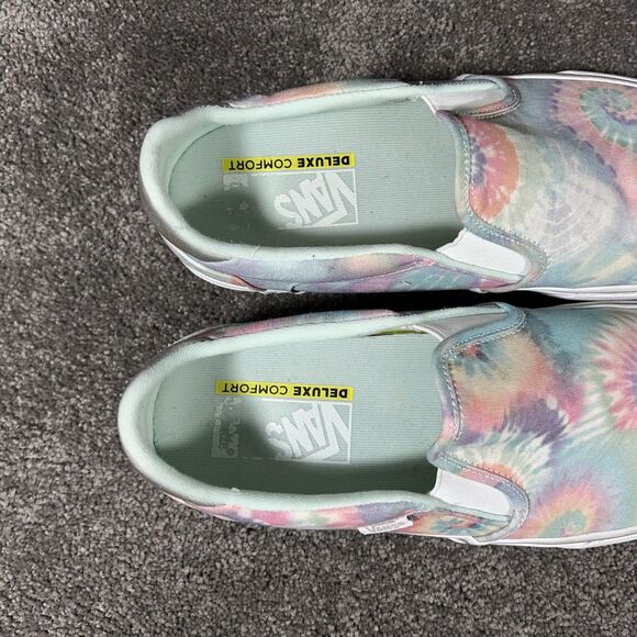 VANS Asher Deluxe Comfort Slip On Women’s Sz 11 Pastel Tie Dye Skate Shoes Used - Picture 9 of 11